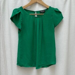 Papermoon Green Puff Sleeve Pleated Blouse